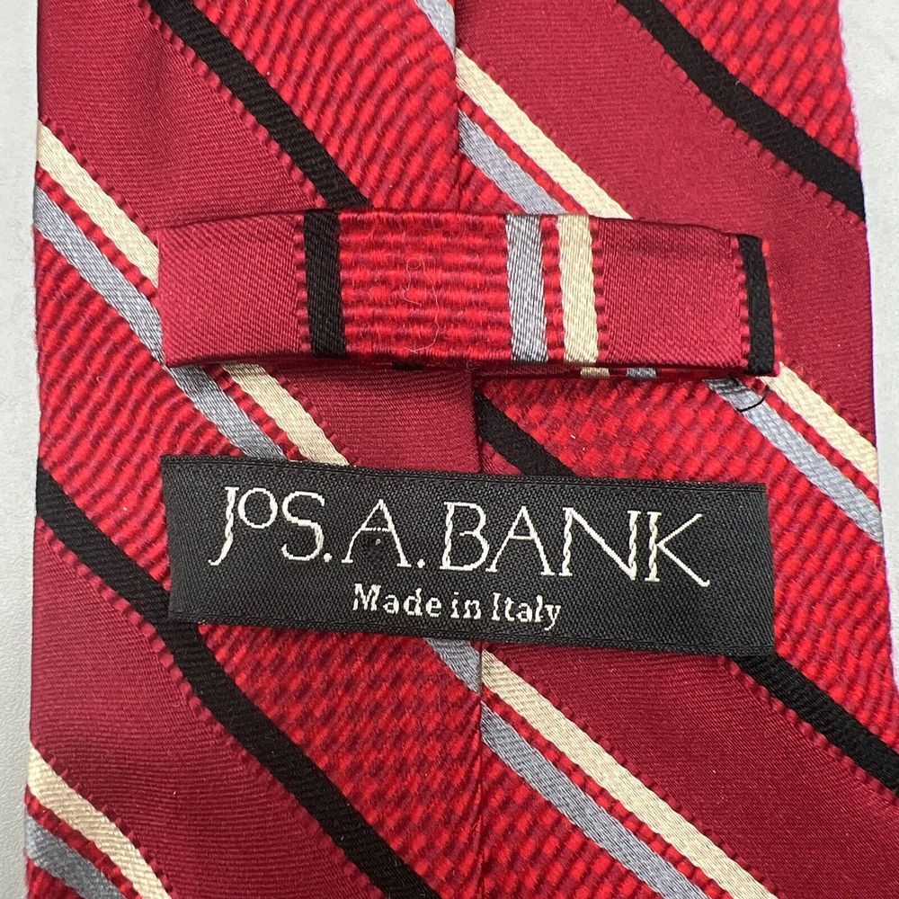 JOS A BANK Tie Multicolor Striped Silk 3.75" Wide 59" Long Made in ITALY